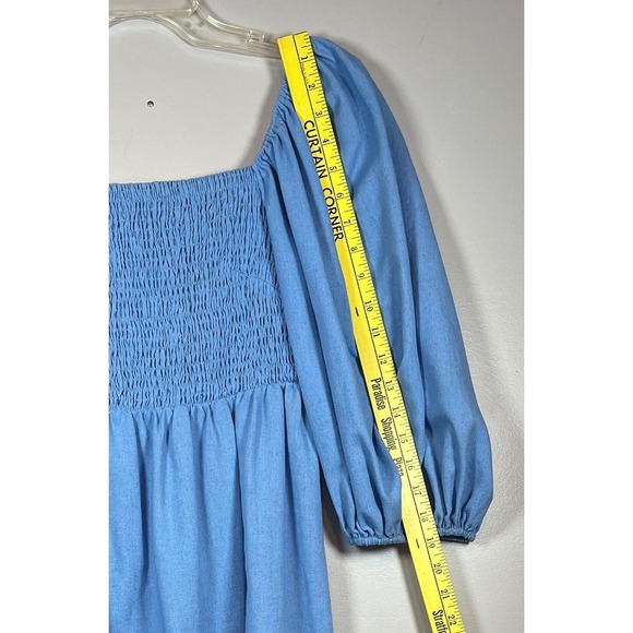 TUCKERNUCK Annie Smocked Mini Dress, Light Blue, Size Medium - Picture 5 of 8